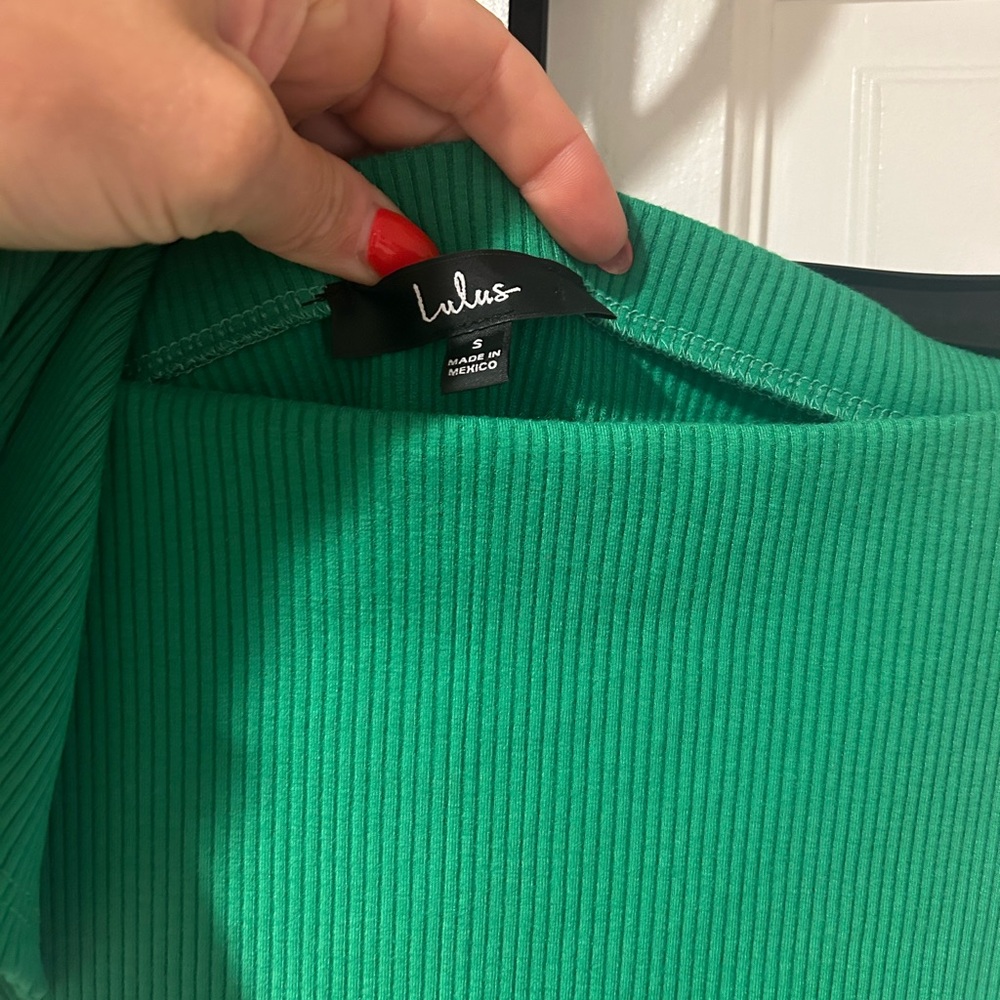 Lulu's Set For Life Green Ribbed Bodycon Two Piece Set - S - Picture 5 of 5